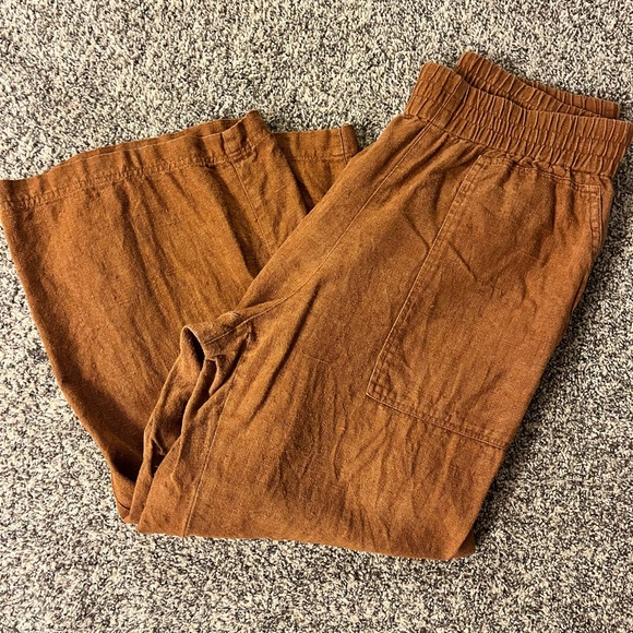 NotPERFECTLINEN WOMENS PUGLIA PANTS HEAVYWEIGHT TOAST SIZE LARGE - Picture 2 of 8